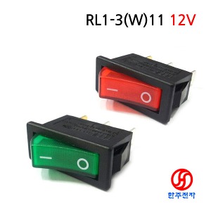 RLEIL RL1-3(W)11/N-C-RE/BK-P2 직사각형 12V 2A 적색 램프 라커스위치 2단3P HJ-08261